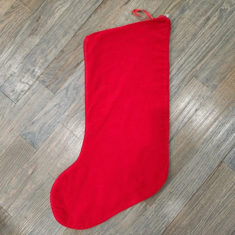 VTG Handmade Wool Needlepoint Holly‎ Wreath Candy Cane Christmas Velvet Stocking